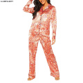 Factory Two Piece Sets Women Nightgrown Clothing Satin Leopard Pajama Set